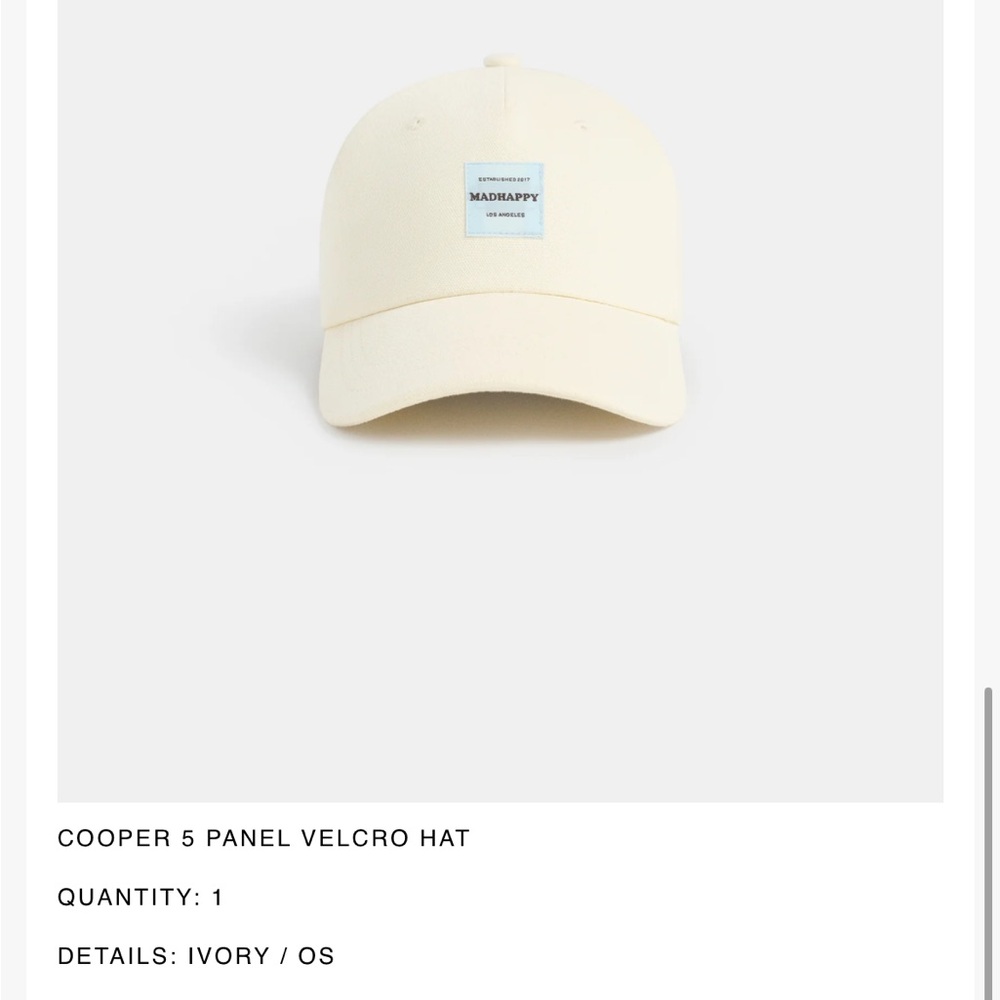 NEW Madhappy Ivory 5 Panel Velcro Hat